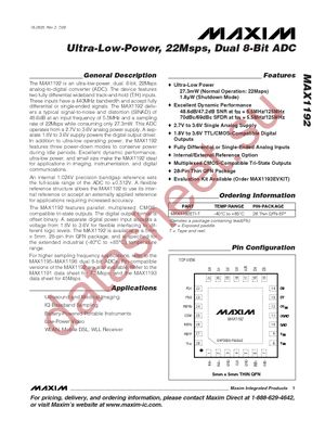 MAX1192ETI+T datasheet  